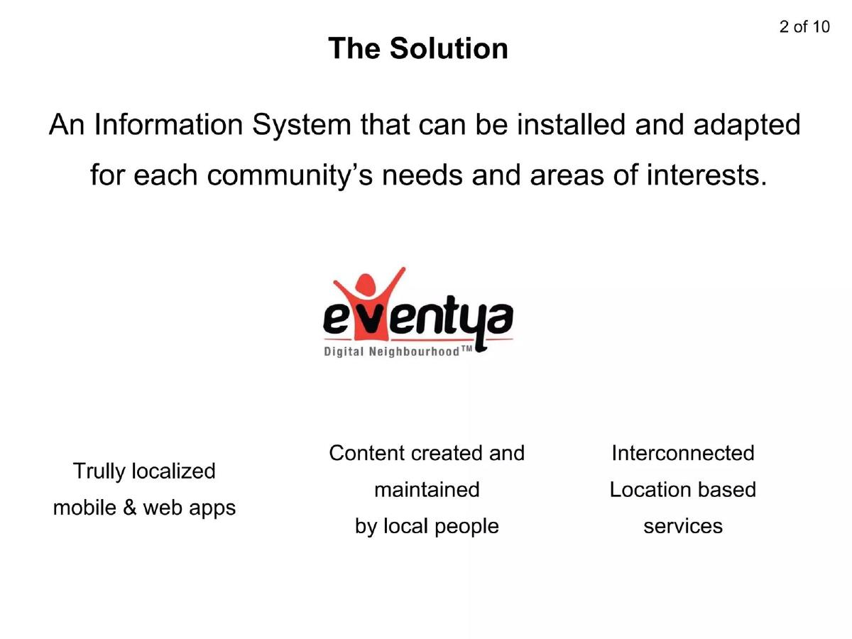 Eventya pitch deck slide 3 of 12