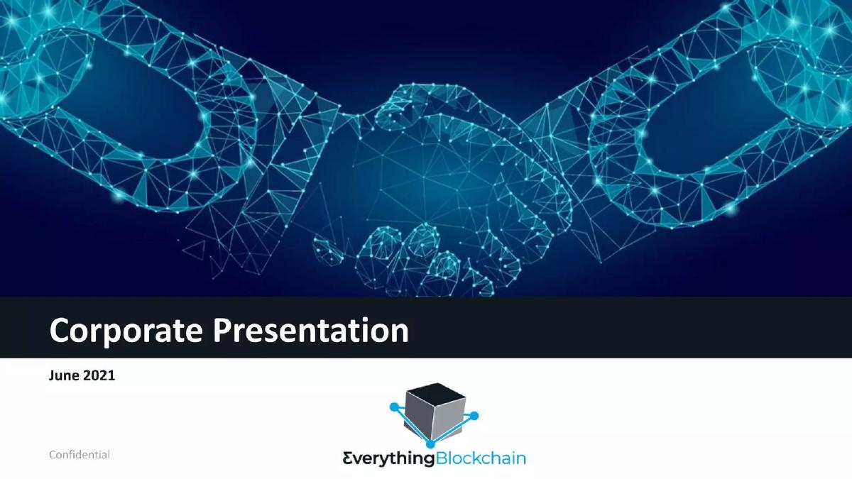 Everything Blockchain, Inc. pitch deck slide 1 of 19