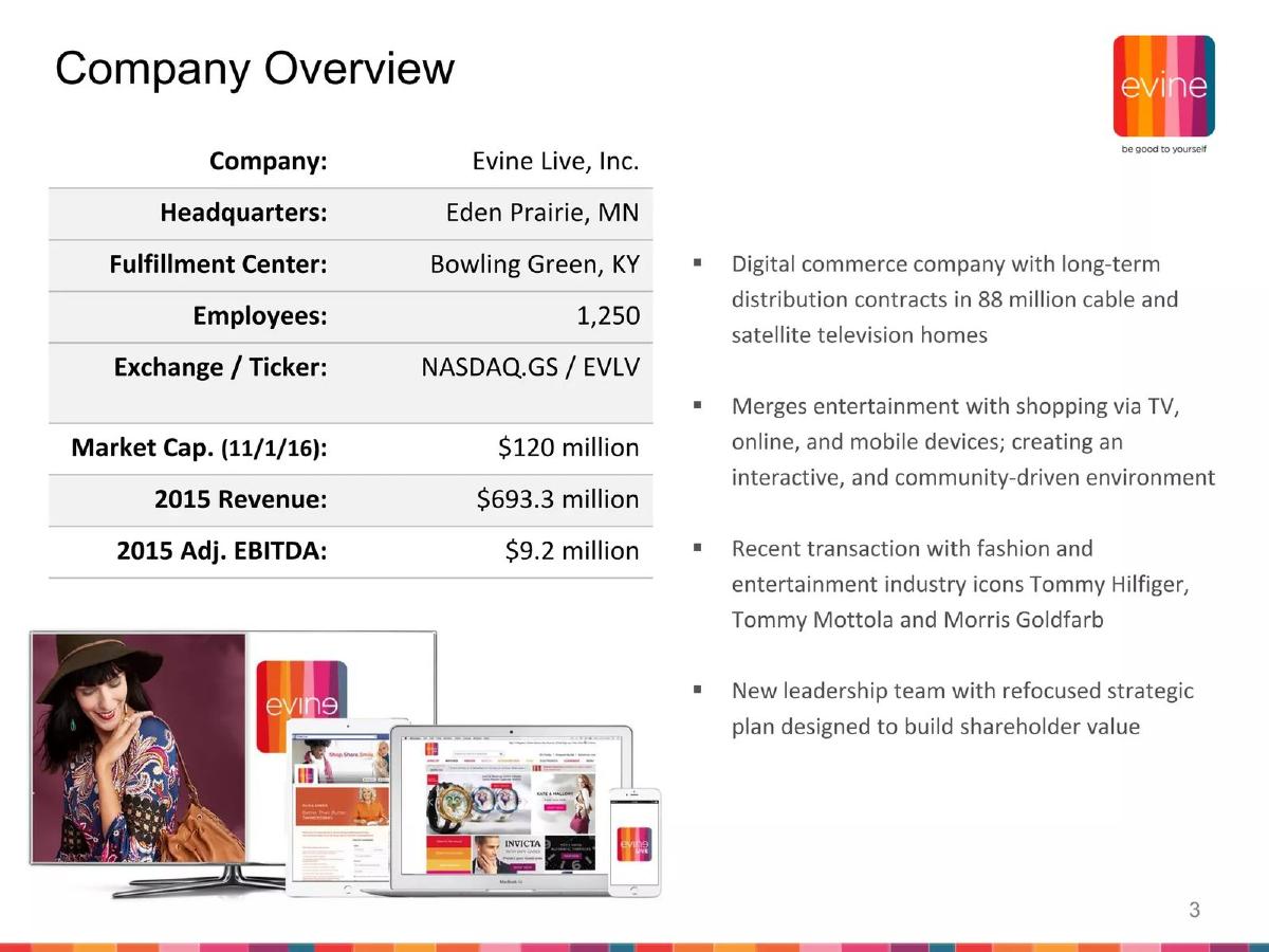 Evine (now ShopHQ) pitch deck slide 3 of 33