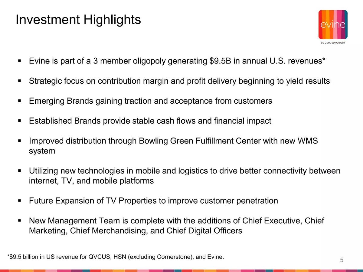 Evine (now ShopHQ) pitch deck slide 5 of 33