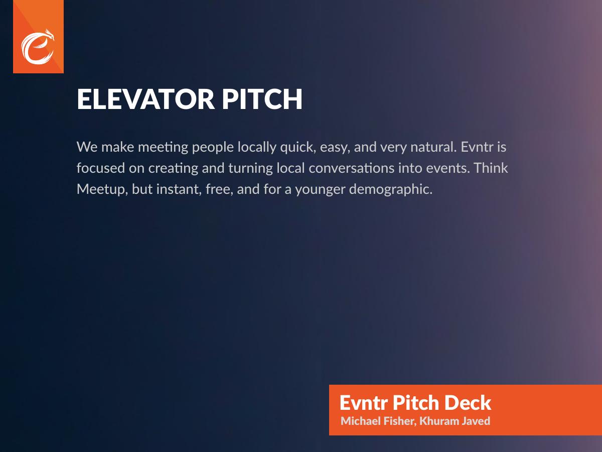 Evntr pitch deck slide 2 of 13