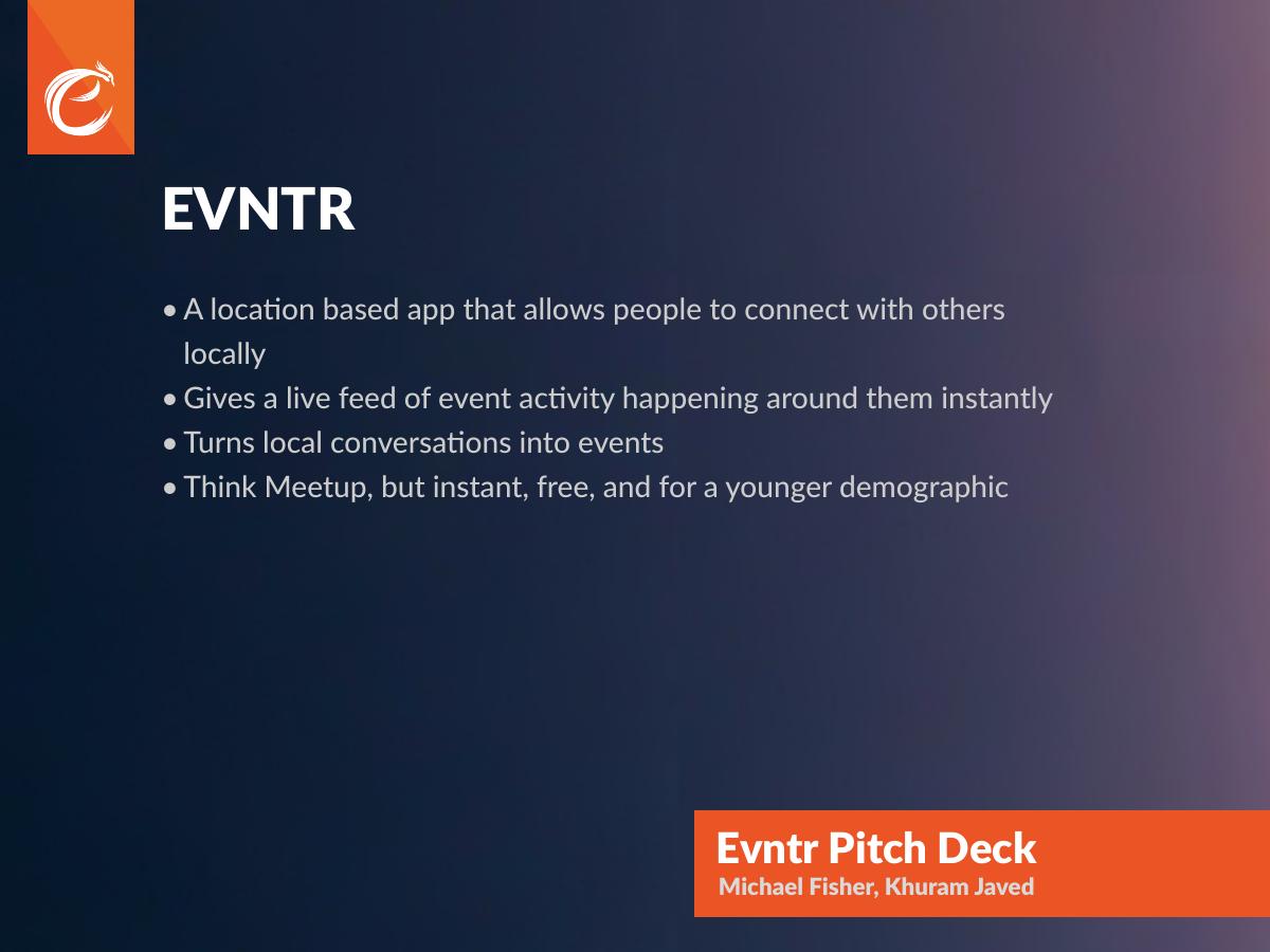 Evntr pitch deck slide 3 of 13