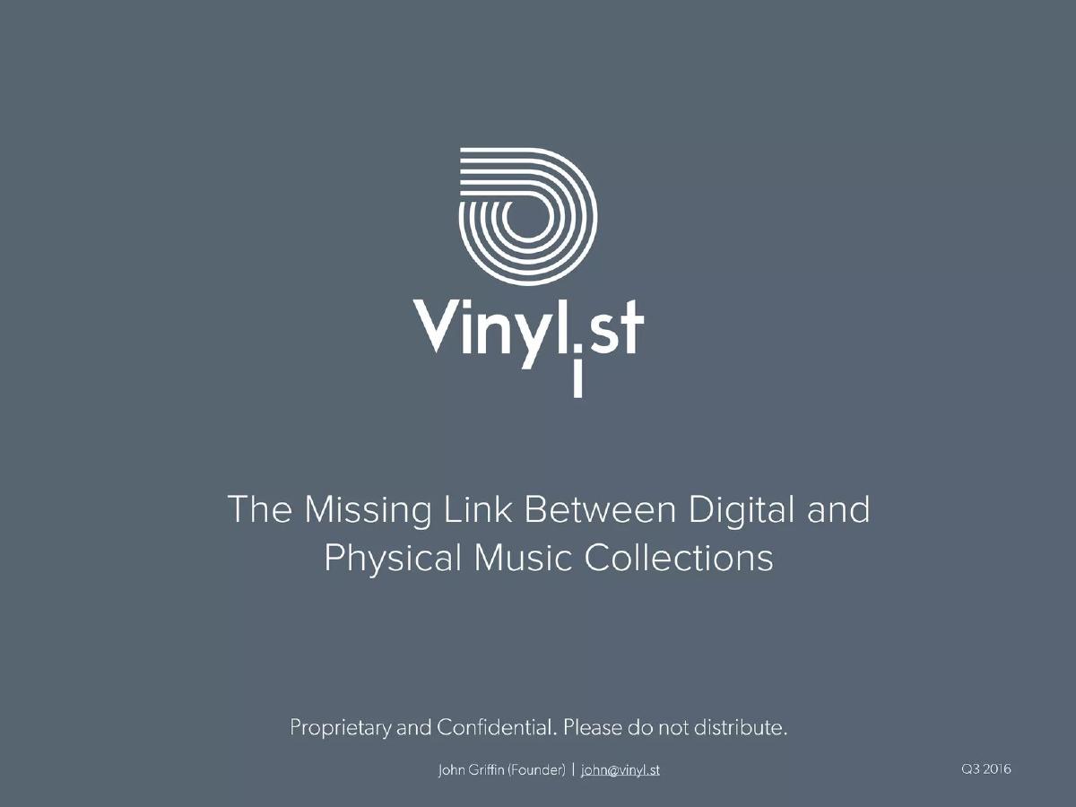 Vinyl.st pitch deck slide 1 of 17