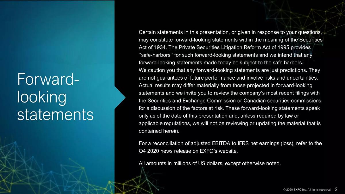 EXFO pitch deck slide 2 of 16