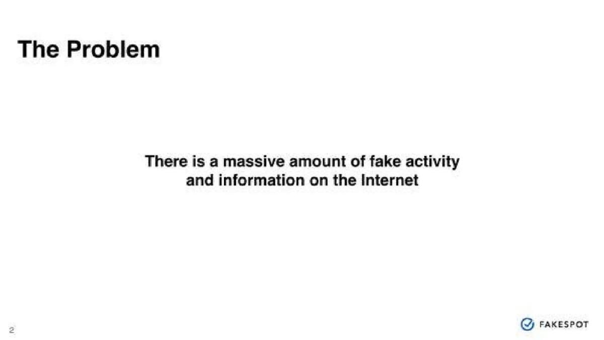 Fakespot pitch deck slide 2 of 5