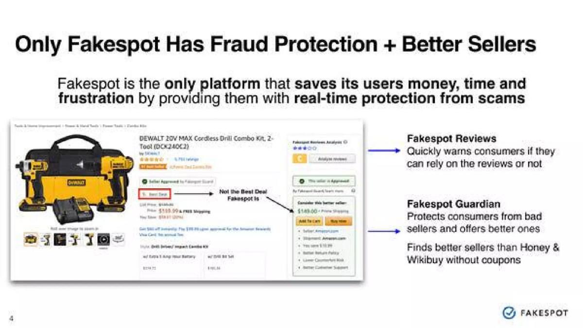 Fakespot pitch deck slide 4 of 5
