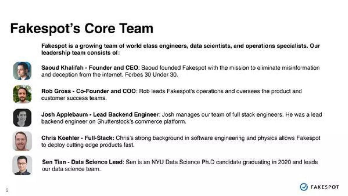 Fakespot pitch deck slide 5 of 5