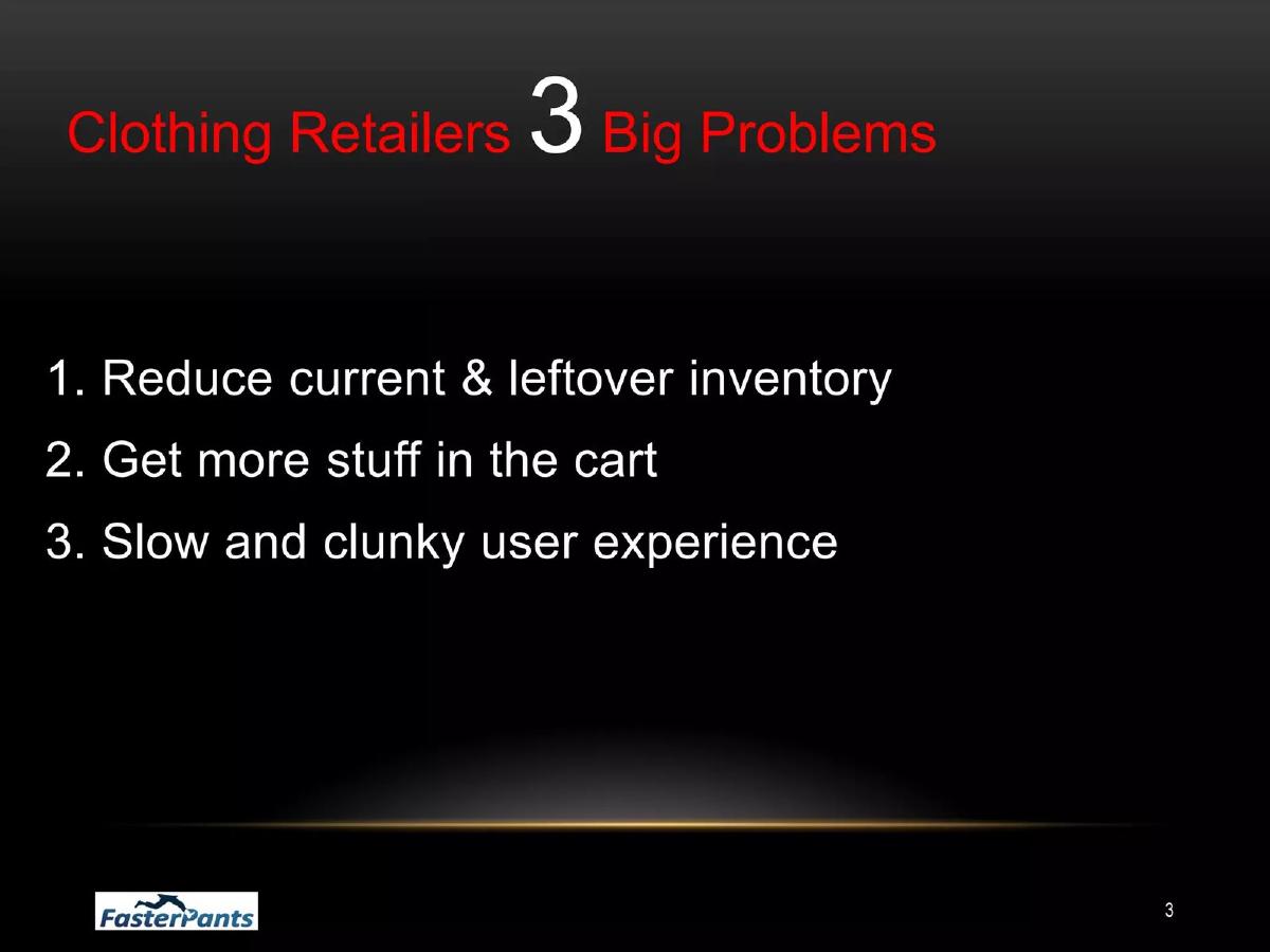 FasterPants pitch deck slide 3 of 15