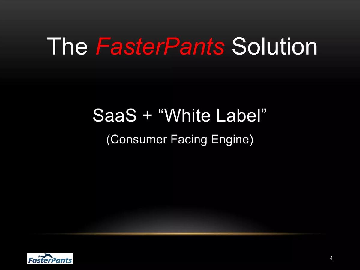 FasterPants pitch deck slide 4 of 15