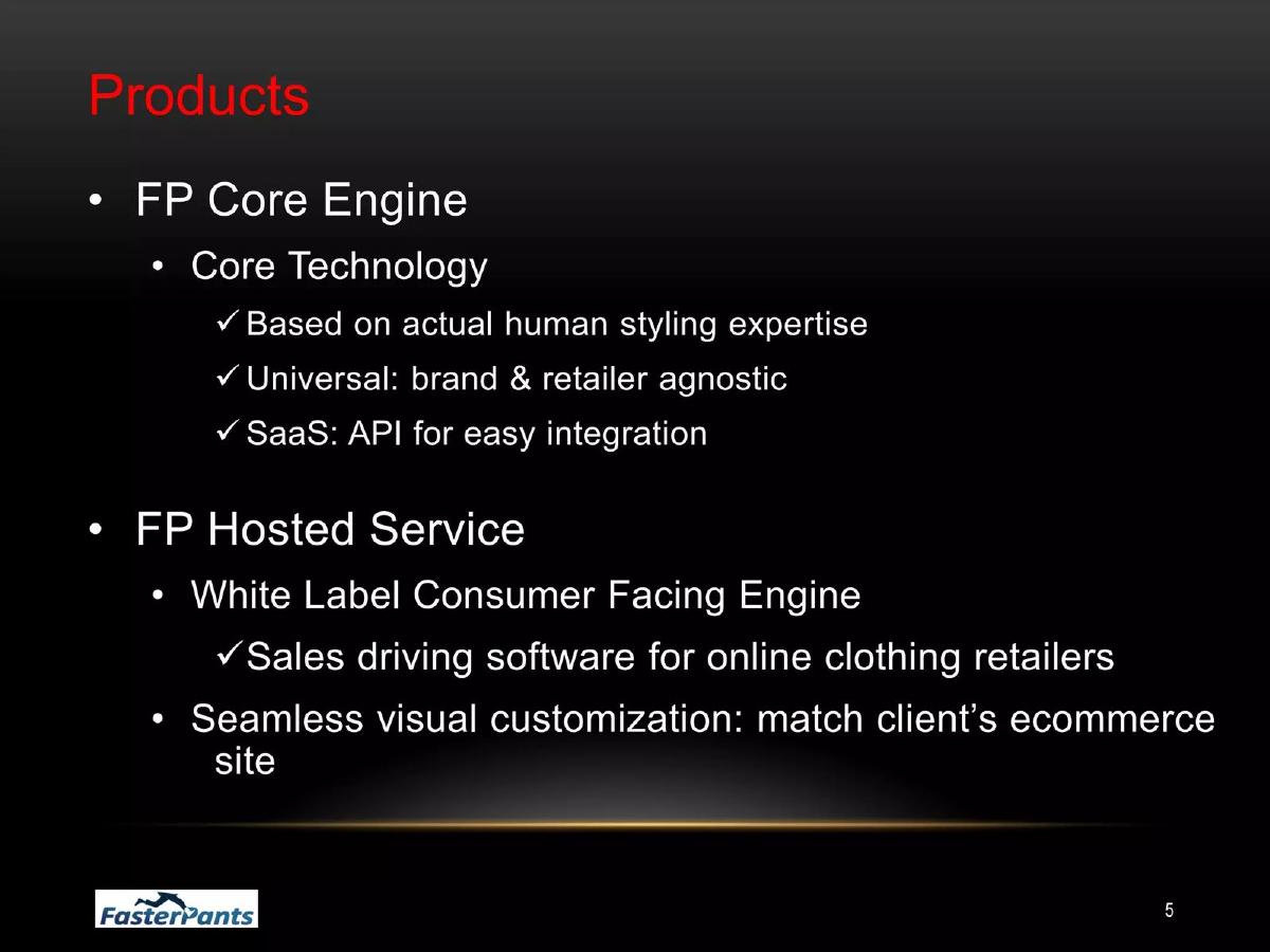 FasterPants pitch deck slide 5 of 15