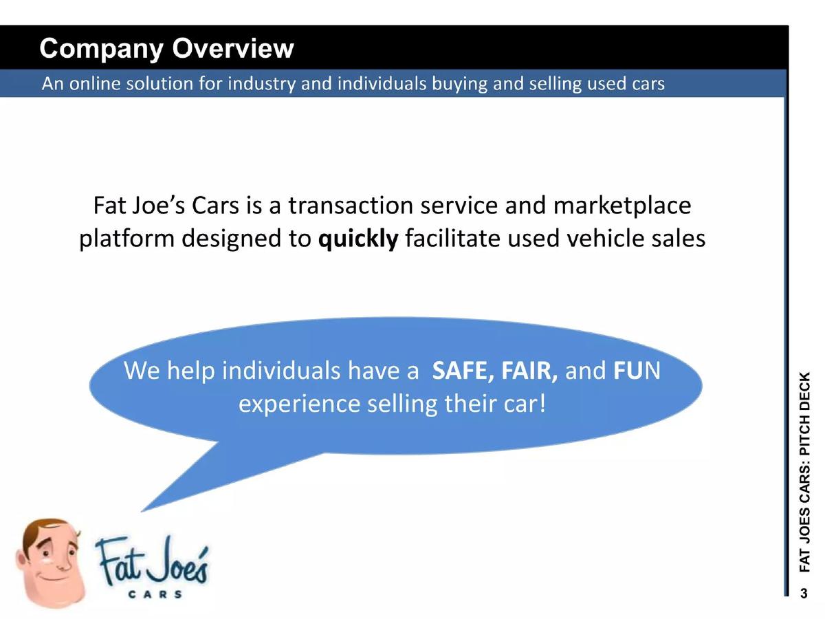 Fat Joe's Cars pitch deck slide 3 of 15