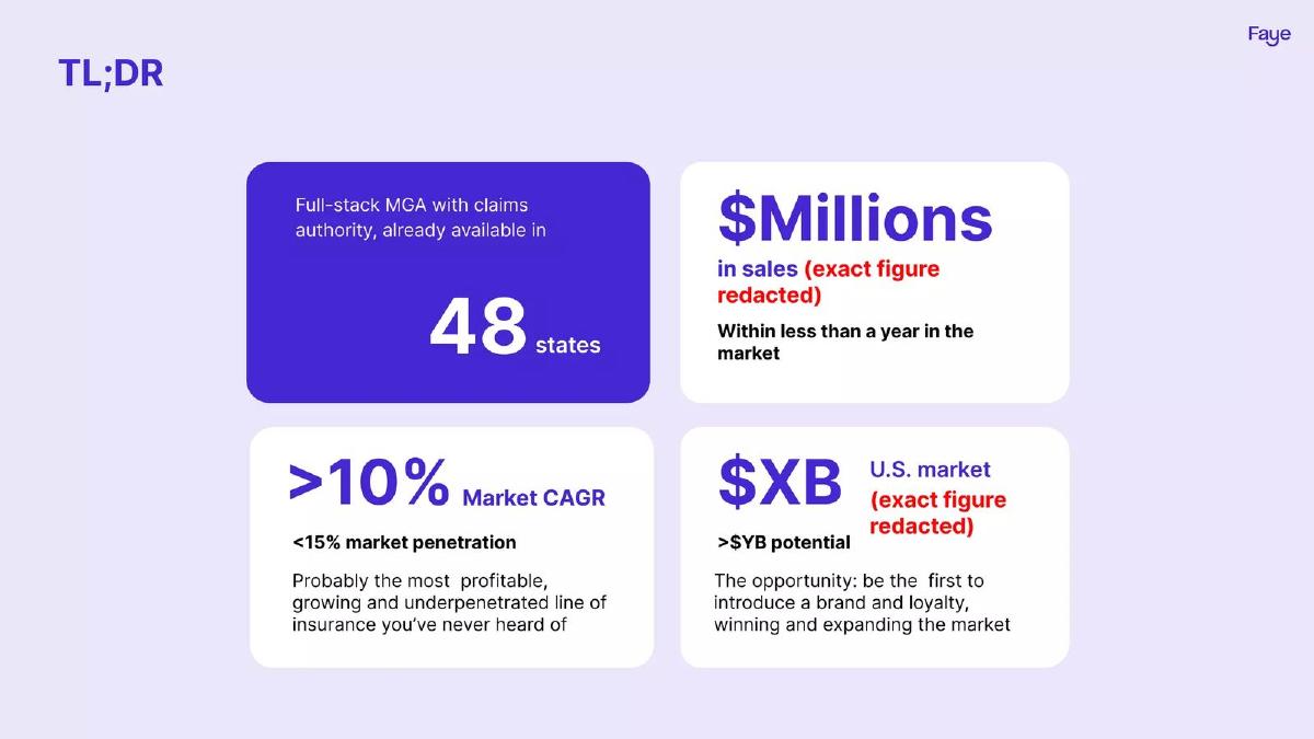 Faye pitch deck slide 2 of 19