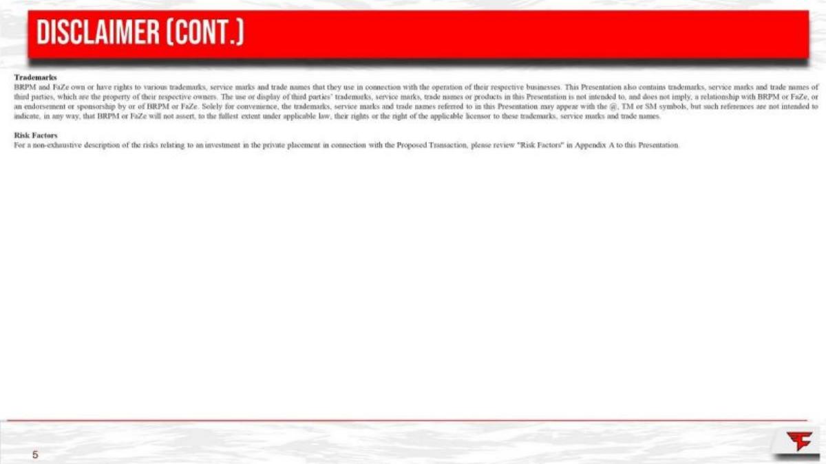 FaZe Clan pitch deck slide 5 of 40