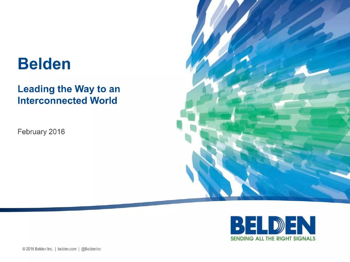 Belden pitch deck slide 1 of 30
