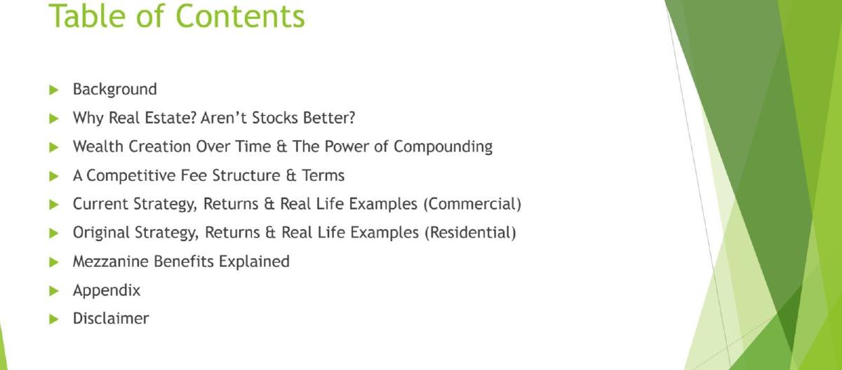 FI Real Estate Fund One, LLC pitch deck slide 1 of 7