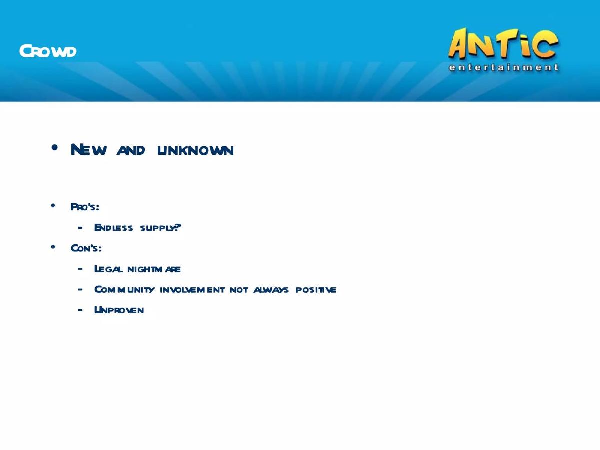 Antic Entertainment pitch deck slide 6 of 13