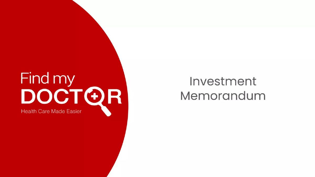 Find my Doctor pitch deck slide 1 of 9
