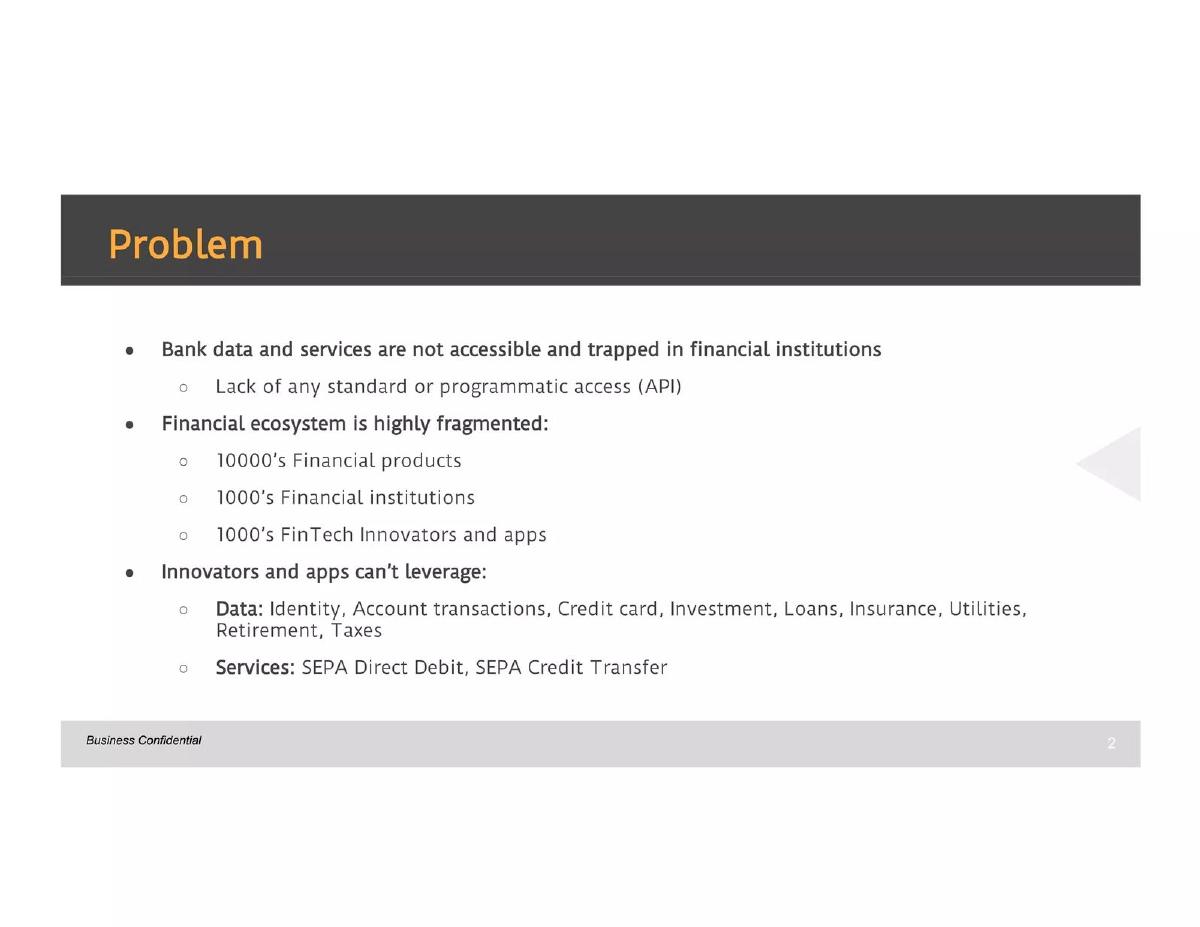 FinPort (TrueLayer) pitch deck slide 2 of 10