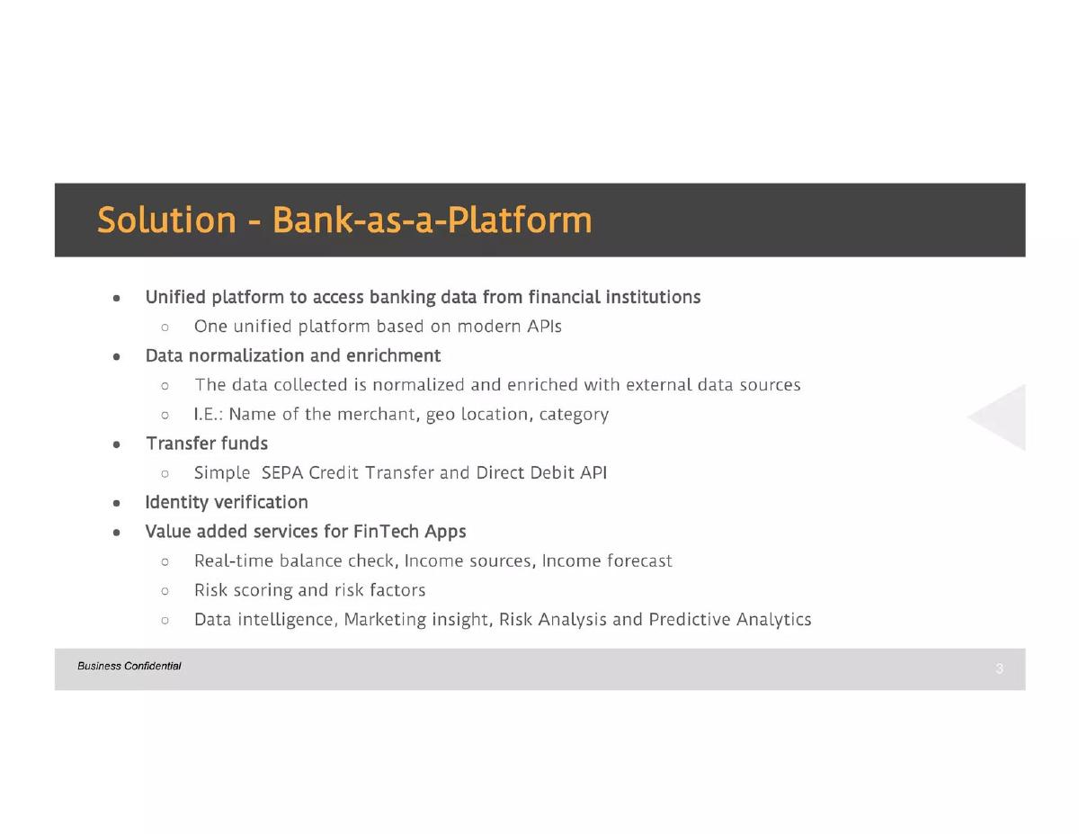 FinPort (TrueLayer) pitch deck slide 3 of 10