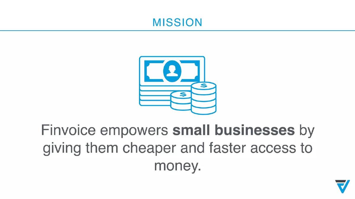 Finvoice pitch deck slide 2 of 11