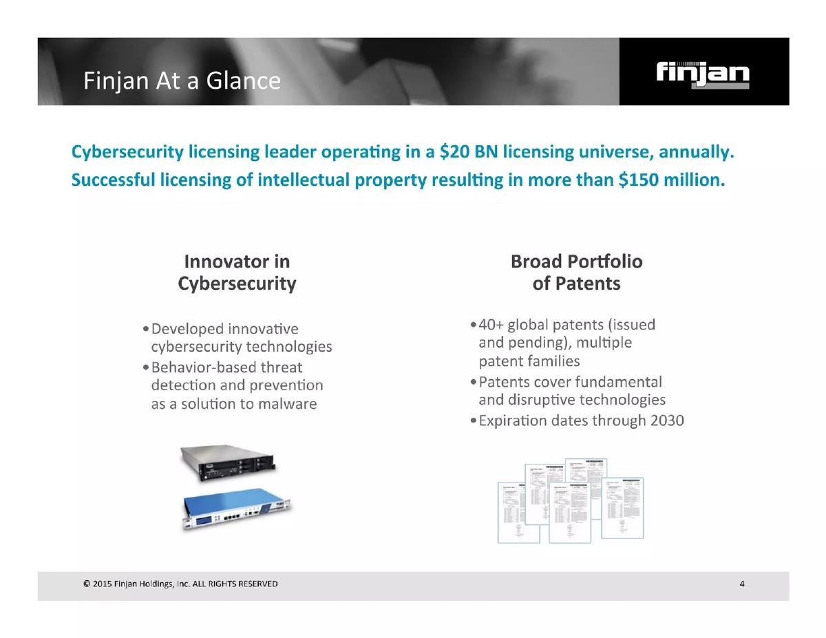 Finjan Holdings, Inc. pitch deck slide 4 of 19