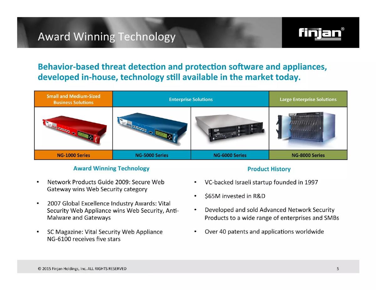 Finjan Holdings, Inc. pitch deck slide 5 of 19