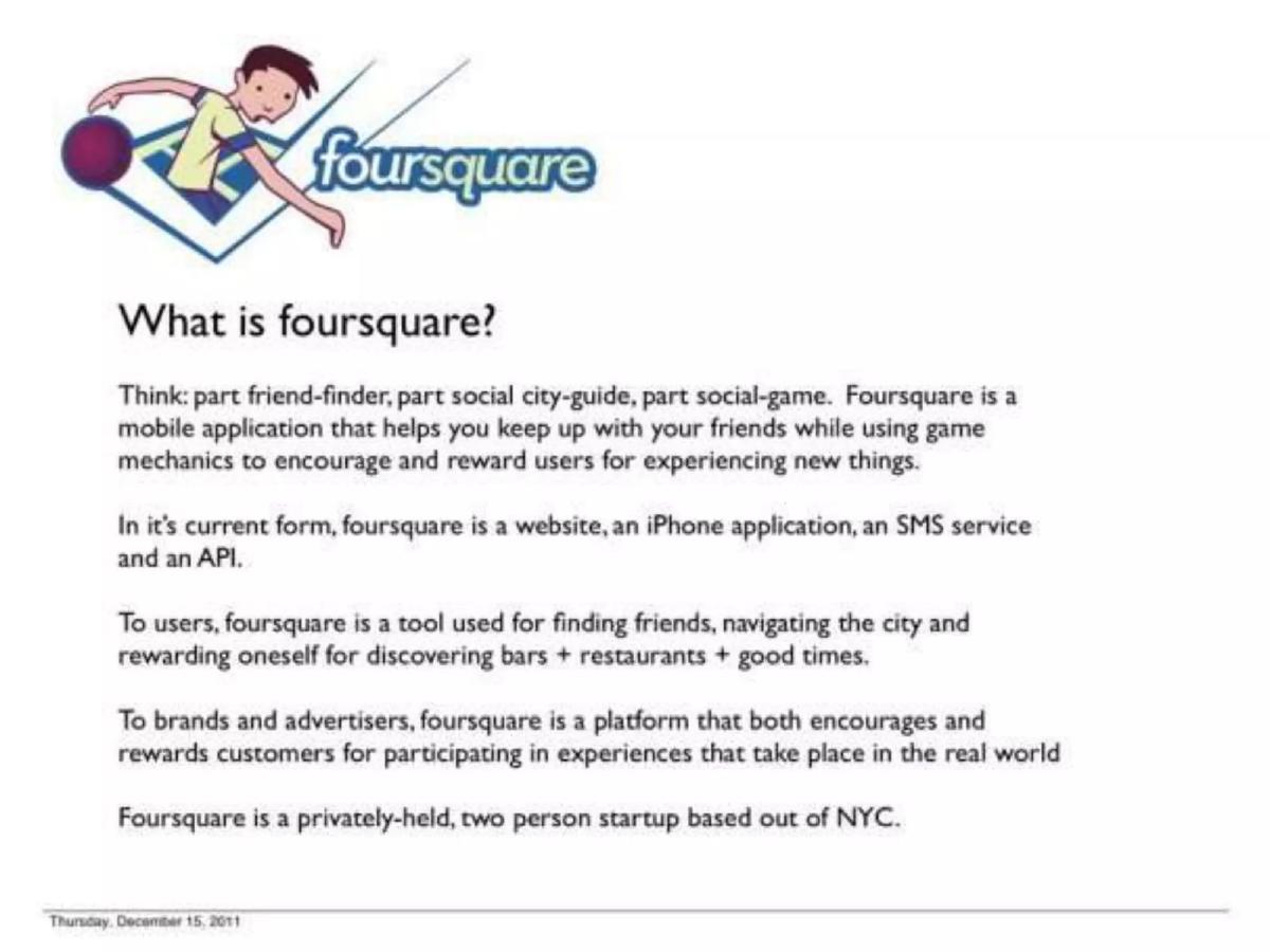 Foursquare Seed pitch deck slide 2 of 15