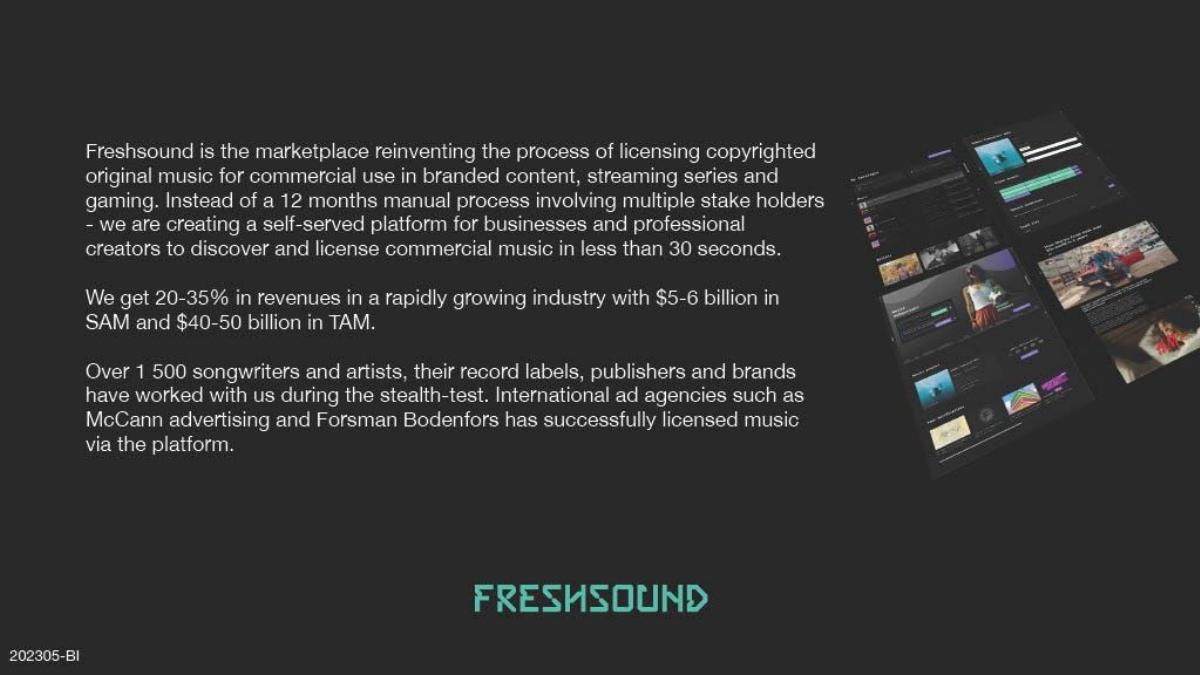 Freshsound pitch deck slide 2 of 7