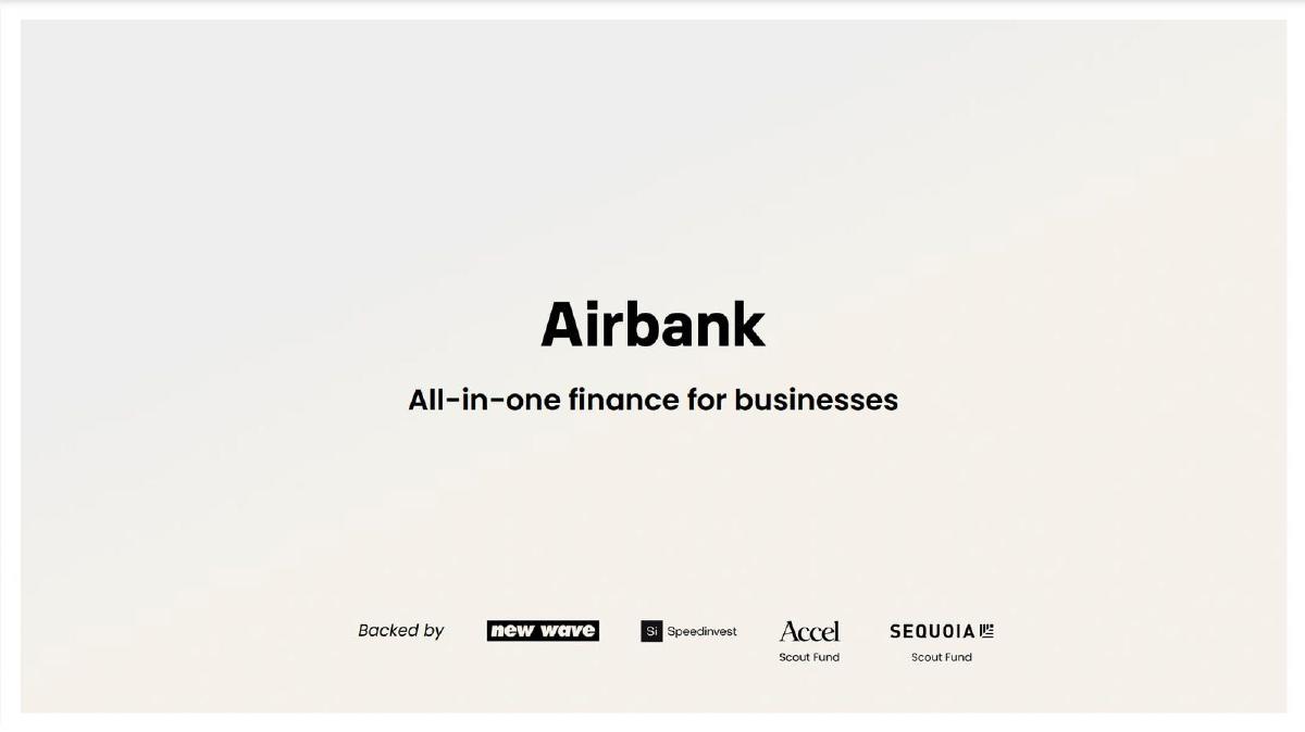 Friday Finance (formerly Airbank) pitch deck slide 1 of 12