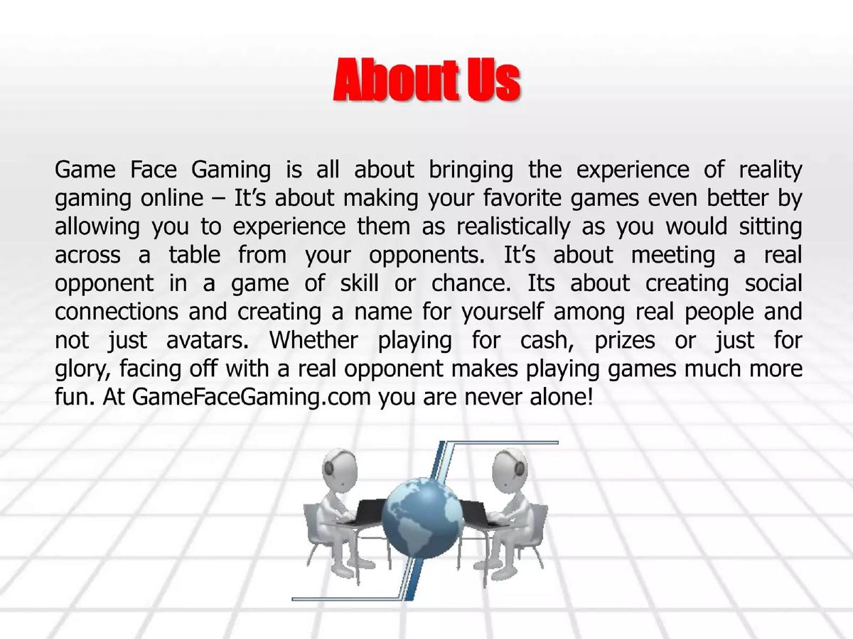 Game Face Gaming pitch deck slide 3 of 26