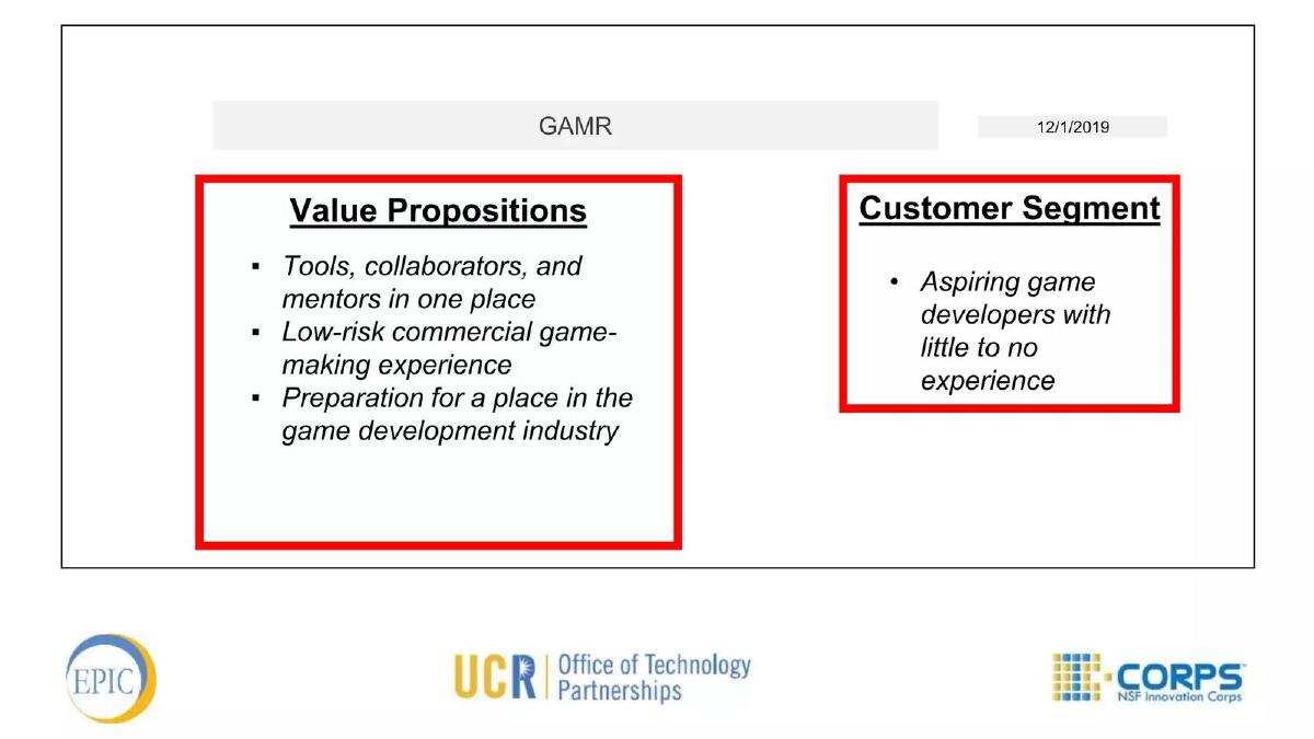 Gaming Arts Motivator: Riverside (GAMR) pitch deck slide 6 of 6