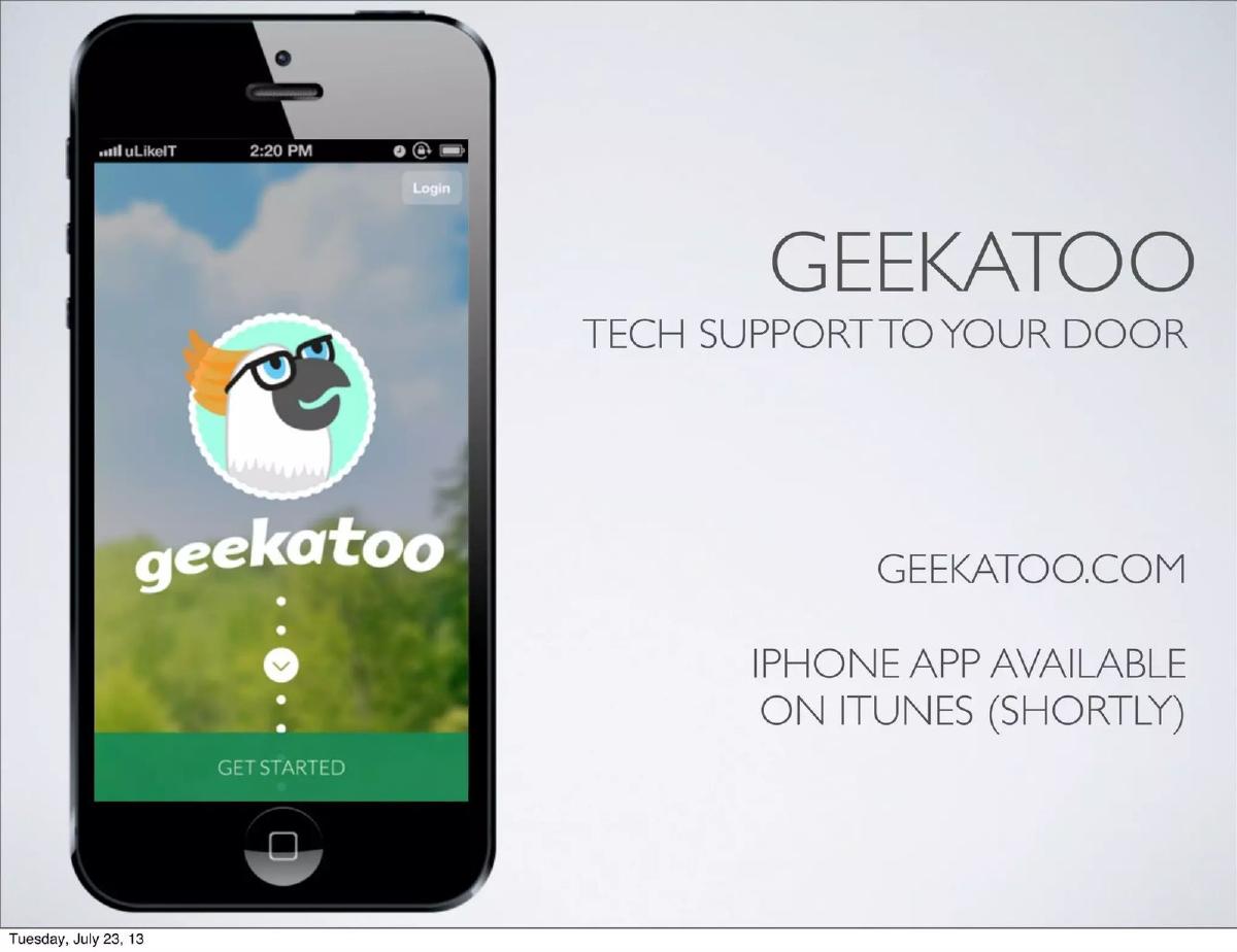 Geekatoo pitch deck slide 1 of 16