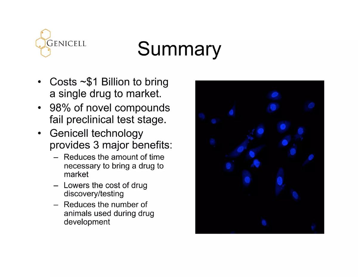 Genicell pitch deck slide 2 of 11