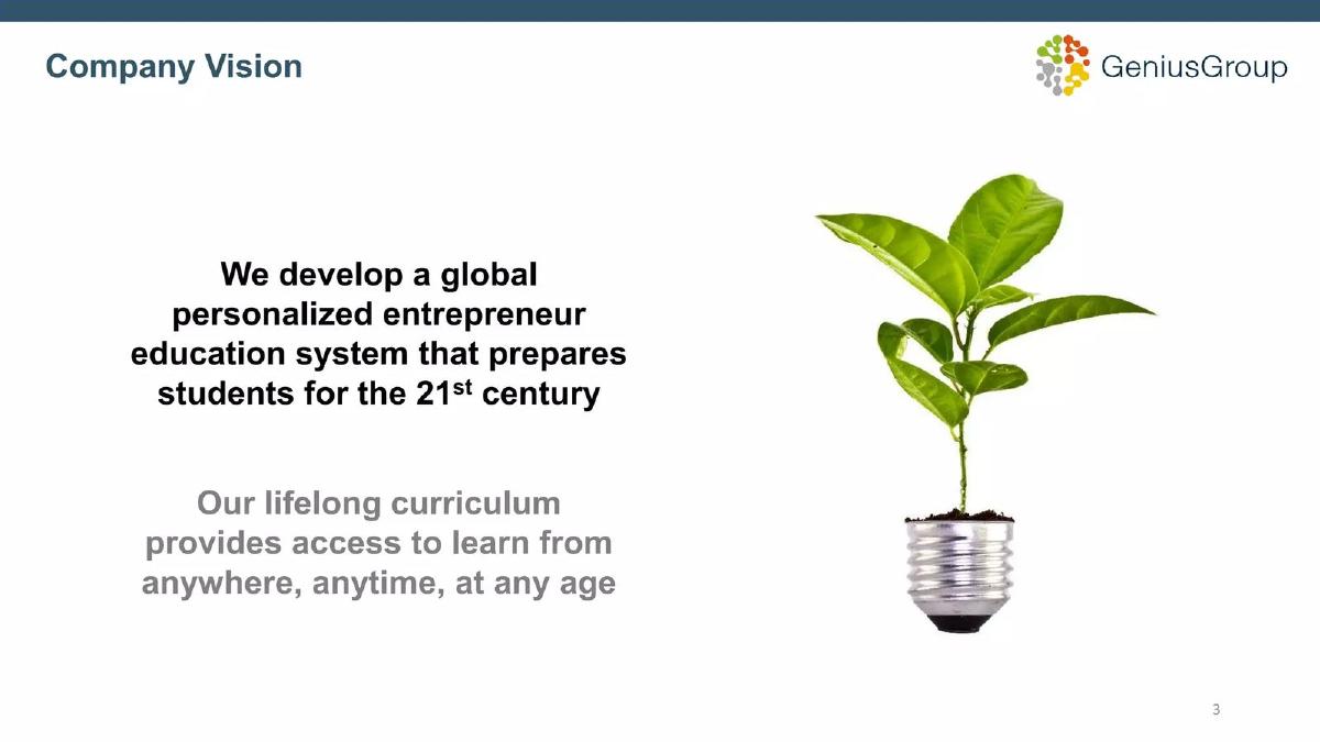 Genius Group pitch deck slide 3 of 43