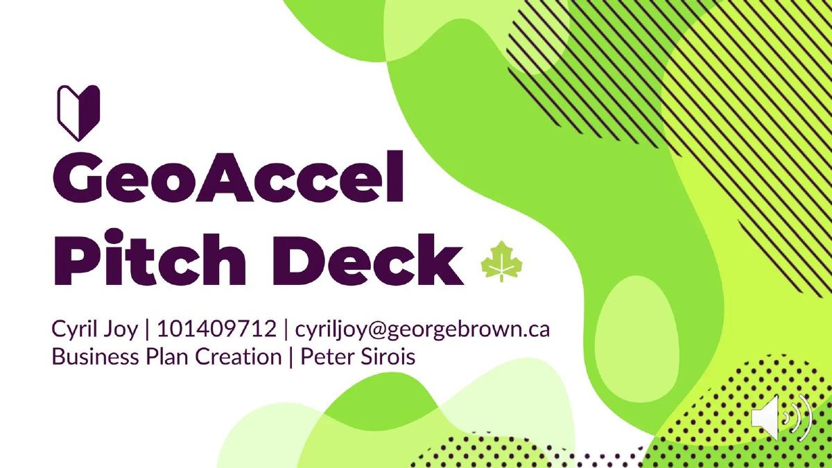 GeoAccel pitch deck slide 1 of 10