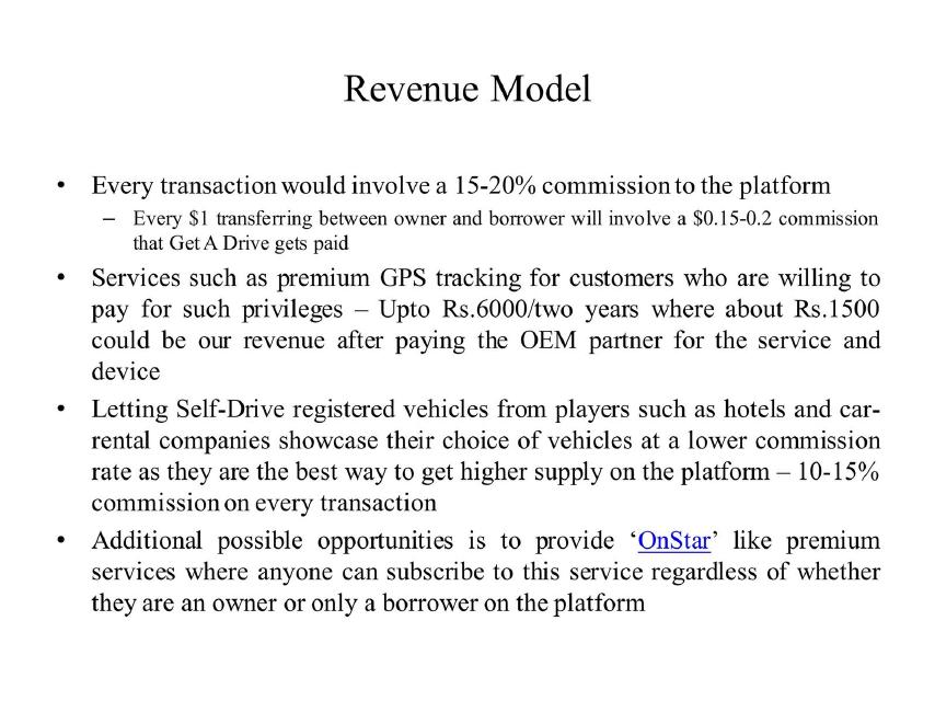 Get A Drive pitch deck business model slide 14