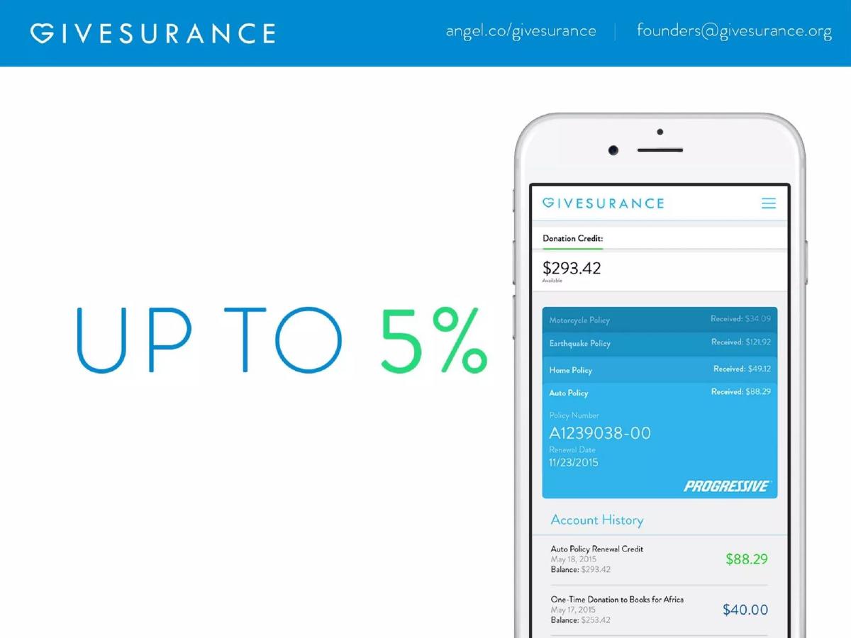 GiveSurance pitch deck slide 2 of 12