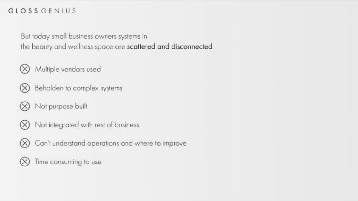 GlossGenius pitch deck slide 4 of 12