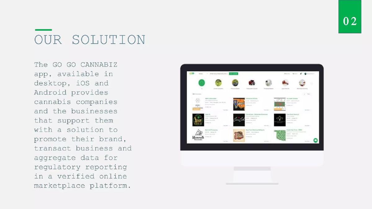 GO GO CANNABIZ pitch deck slide 3 of 14