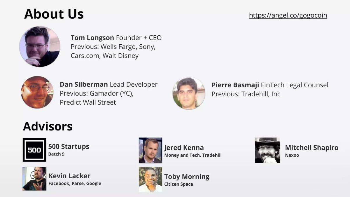 GogoCoin pitch deck slide 2 of 16