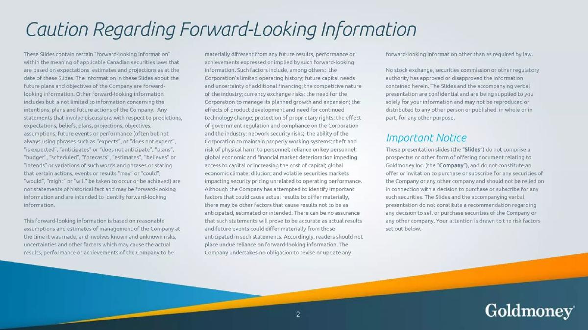 Goldmoney Inc. pitch deck slide 2 of 34