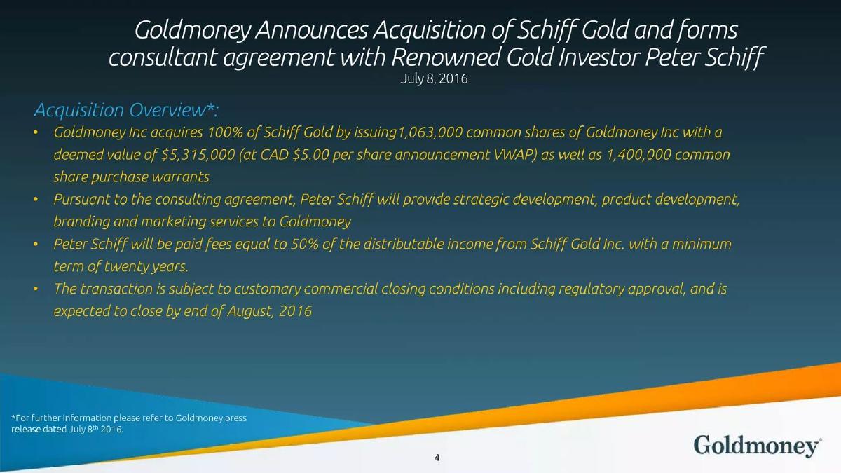 Goldmoney Inc. pitch deck slide 4 of 34