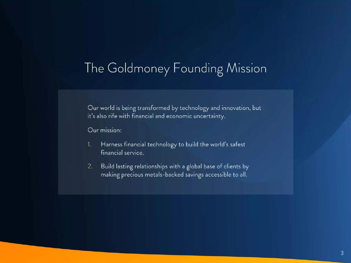 Goldmoney pitch deck slide 3 of 25