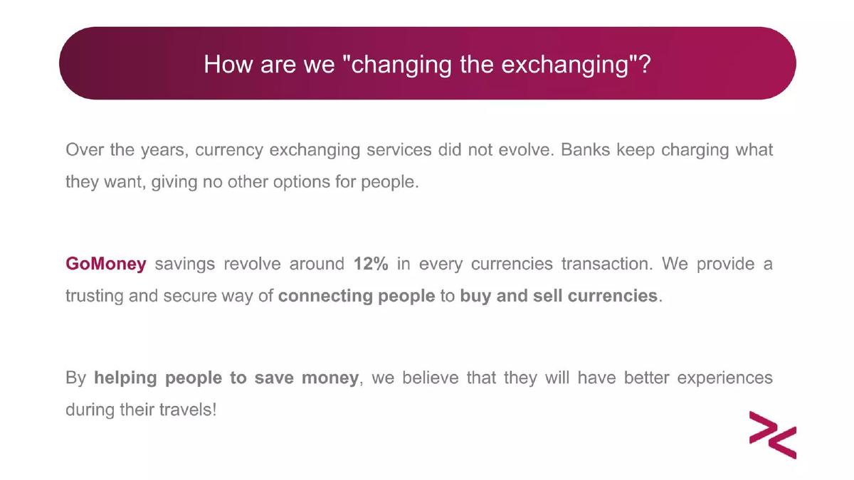 GoMoney pitch deck slide 3 of 9