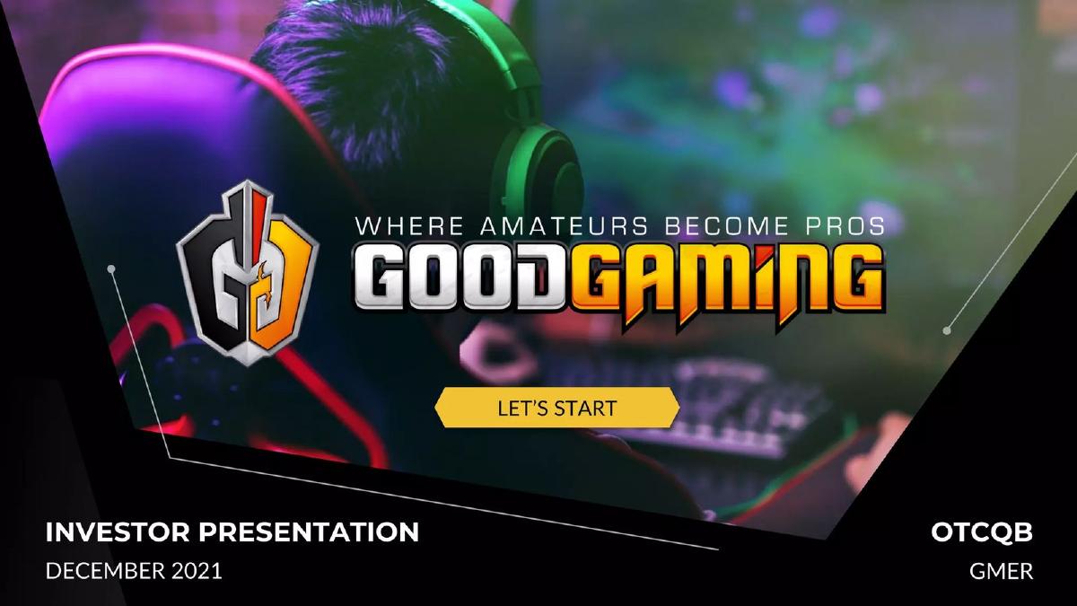 Good Gaming pitch deck slide 1 of 19