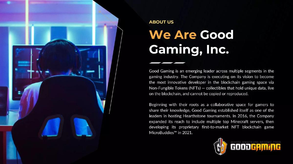 Good Gaming pitch deck slide 2 of 19