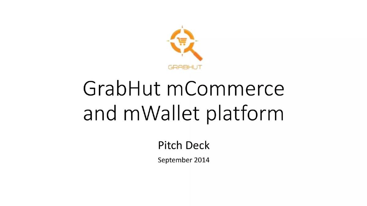 GrabHut pitch deck slide 1 of 12