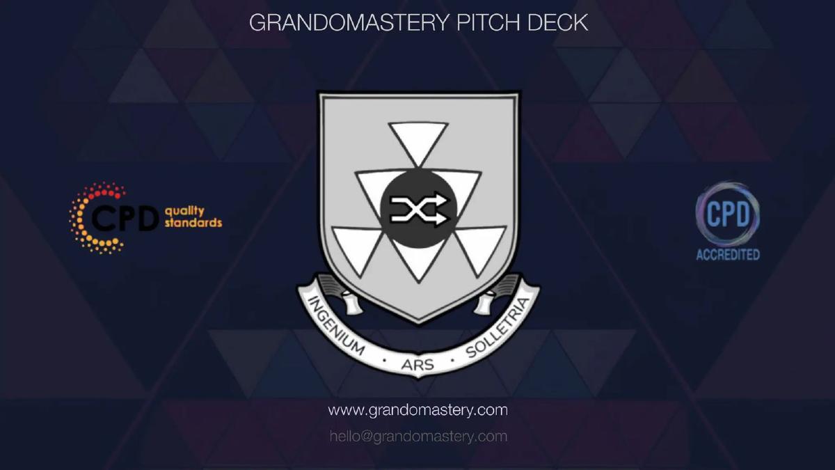 Grandomastery pitch deck slide 1 of 32