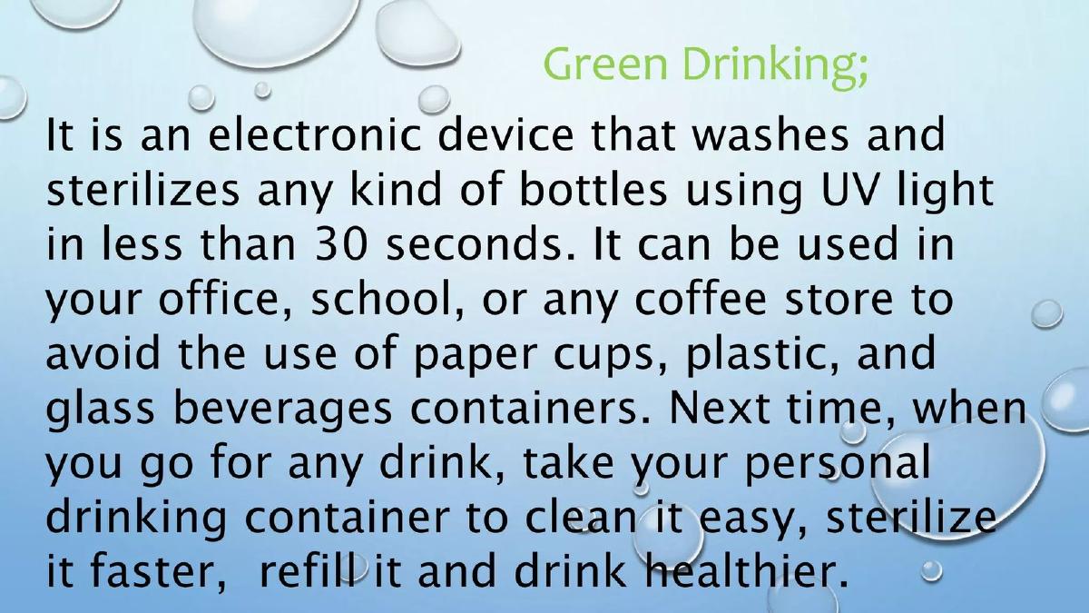 Green Drinking pitch deck slide 3 of 8