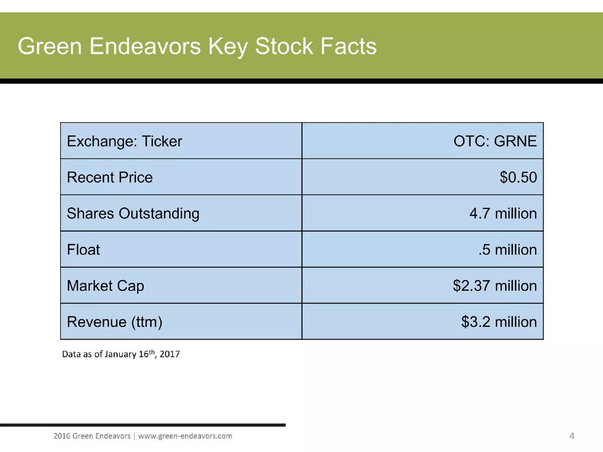 Green Endeavors, Inc. pitch deck slide 4 of 30